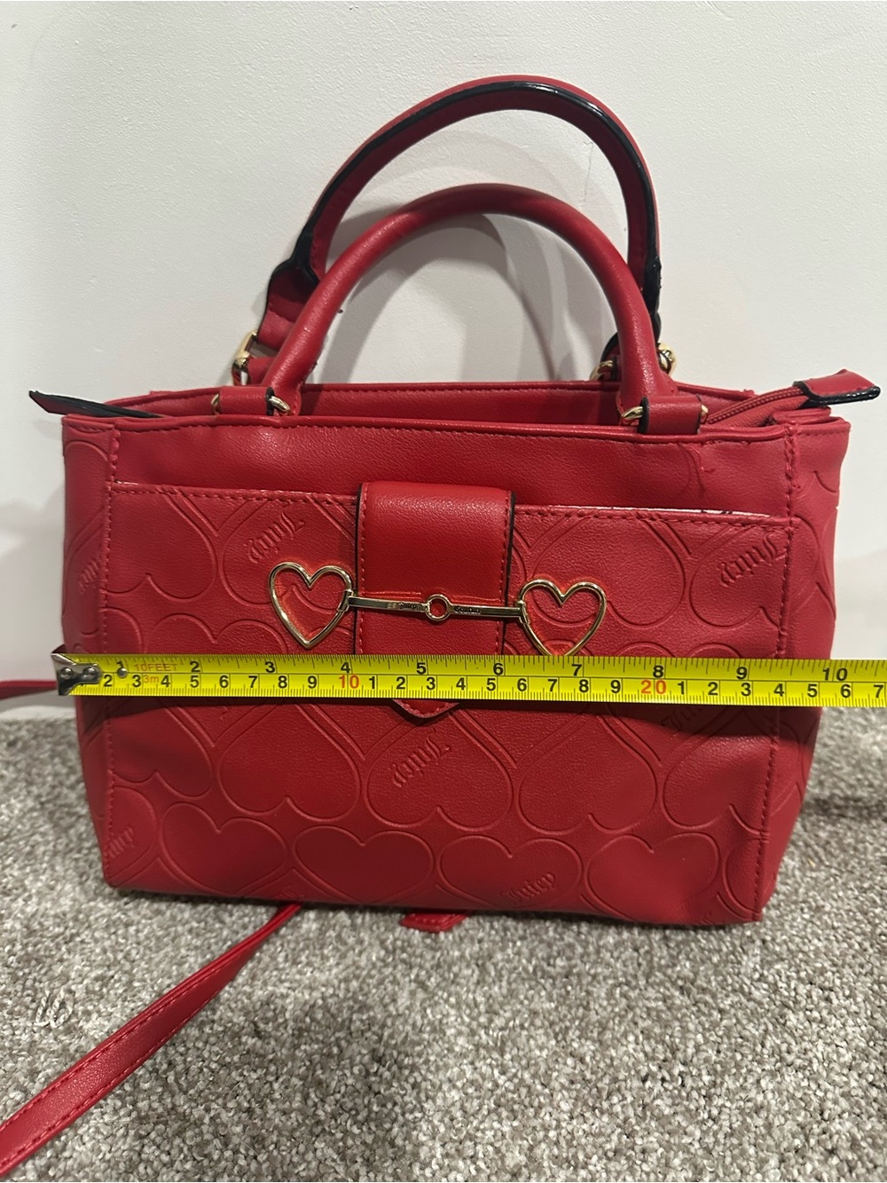 Juicy couture Love Is Juicy Satchel Red Heart Design Purse - Picture 4 of 7